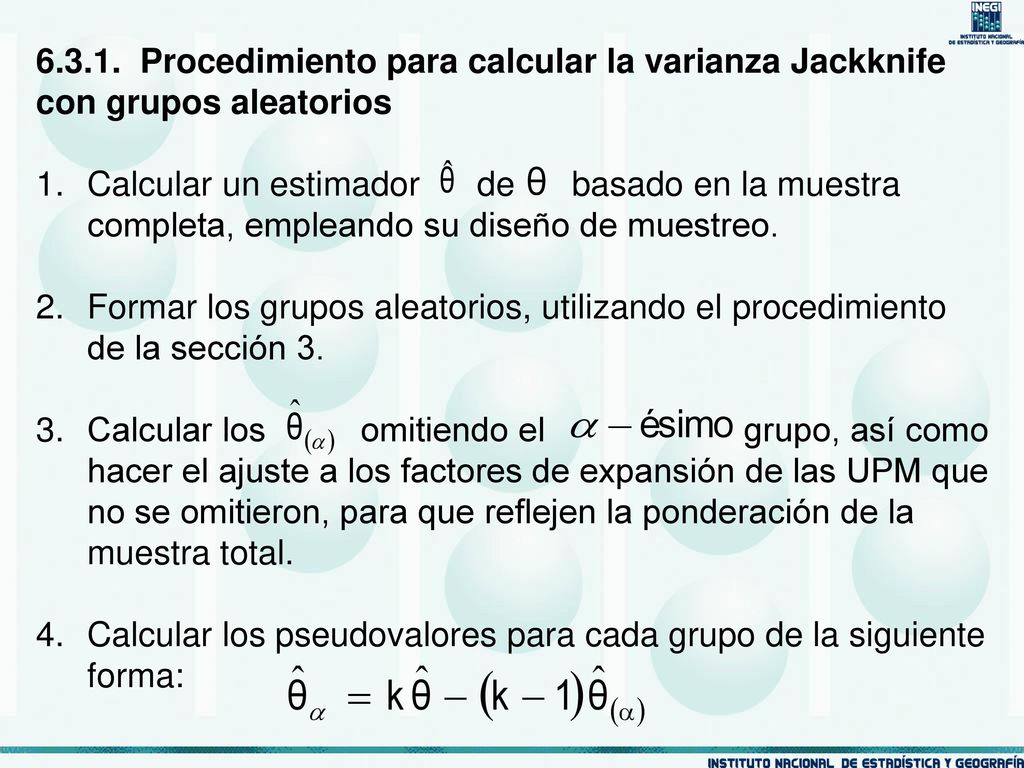 Procedimiento para calcular la varianza Jackknife con grupos aleatorios
