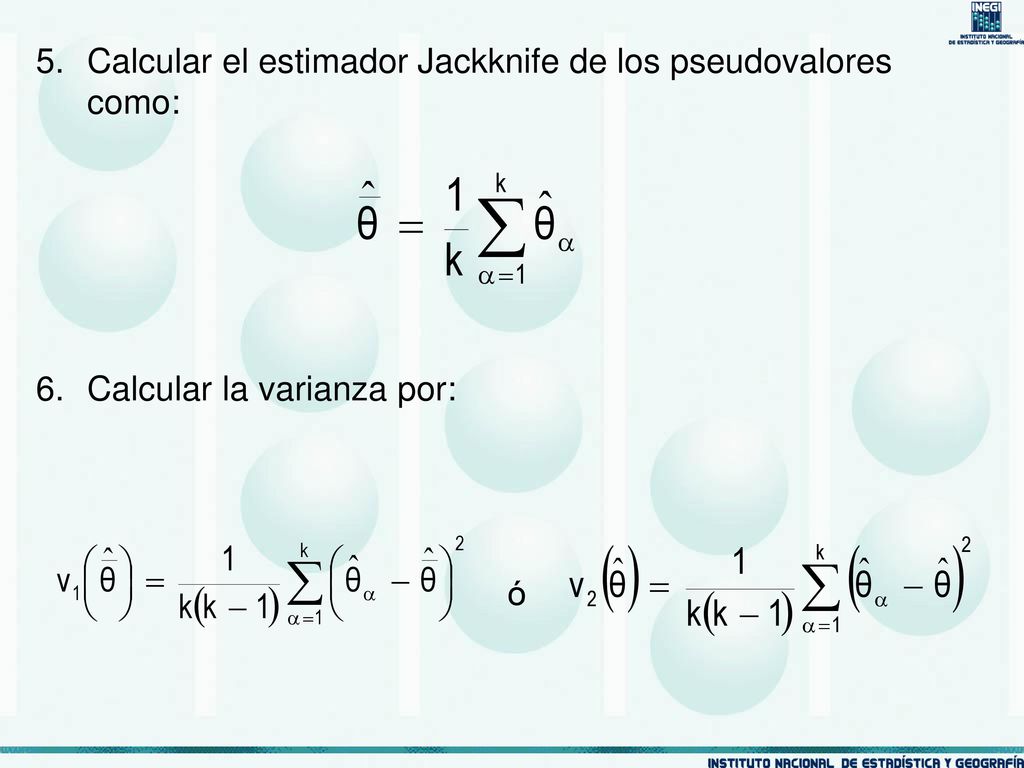 Calcular el estimador Jackknife de los pseudovalores como: