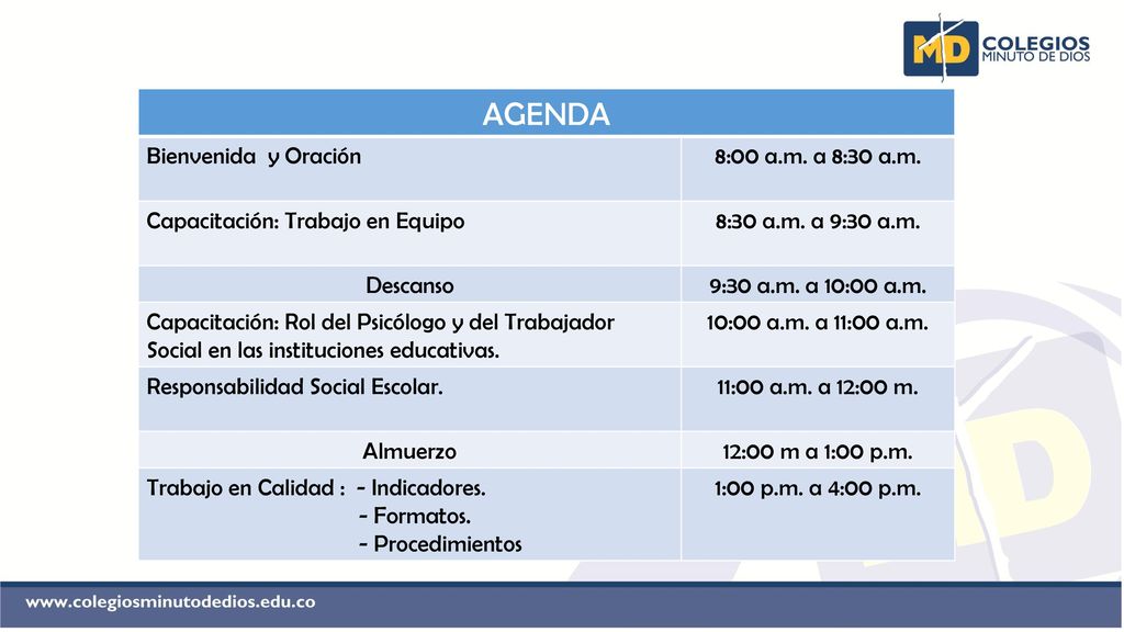 CAPACITACIÓN OIM AGENDA Bienvenida y Oración 8:00 a.m. a 8:30 a.m.