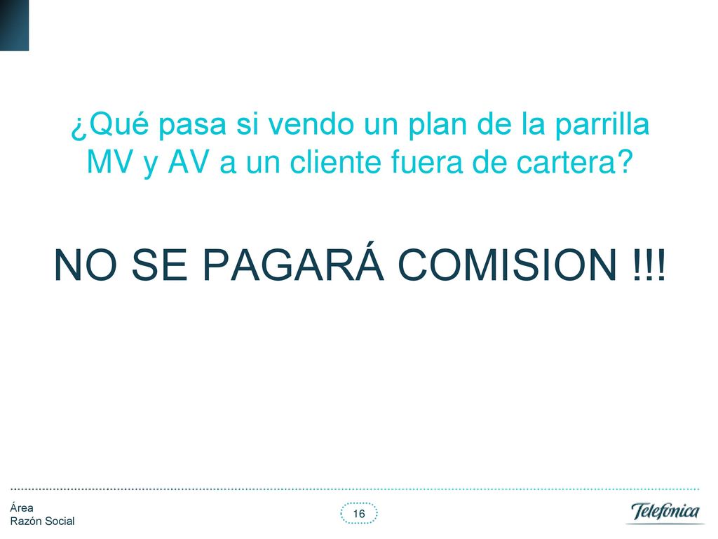 ¿Qué pasa si vendo un plan de la parrilla MV y AV a un cliente fuera de cartera.