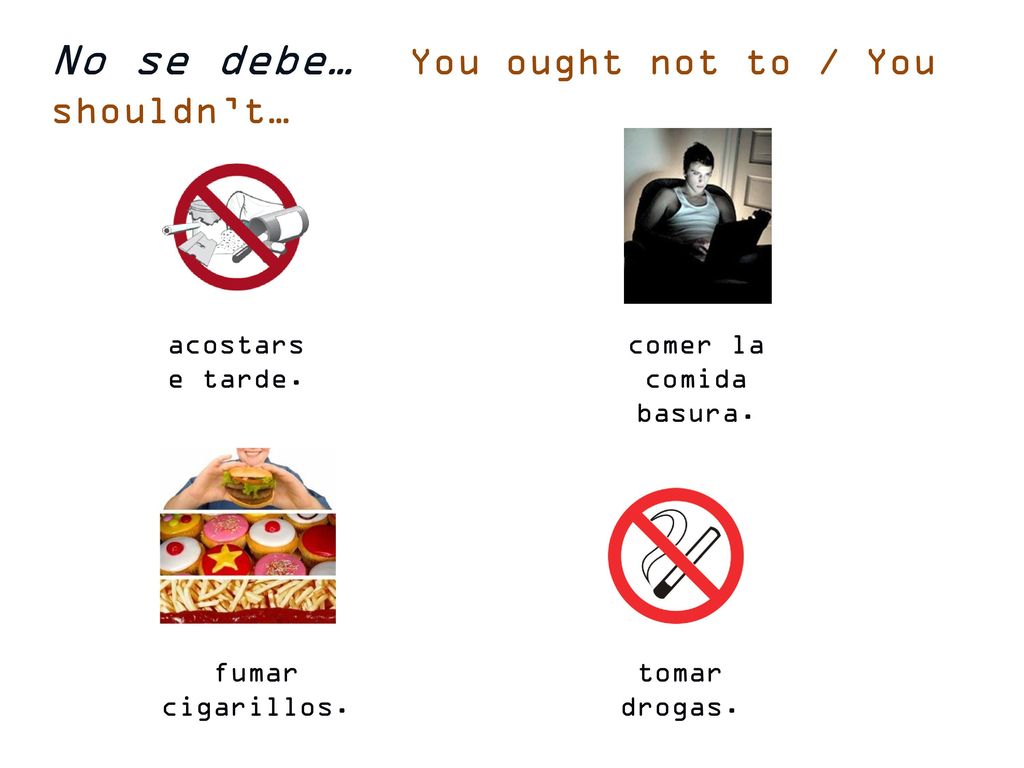 No se debe… You ought not to / You shouldn’t…