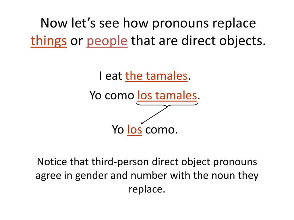 Now let’s see how pronouns replace things or people that are direct objects.