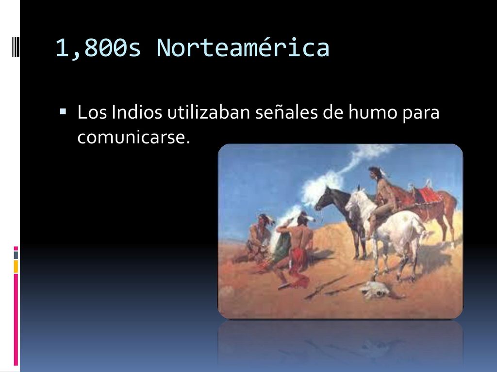 1,800s Norteamérica Los Indios utilizaban señales de humo para comunicarse.