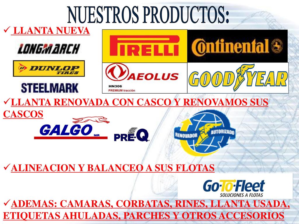 NUESTROS PRODUCTOS: LLANTA NUEVA