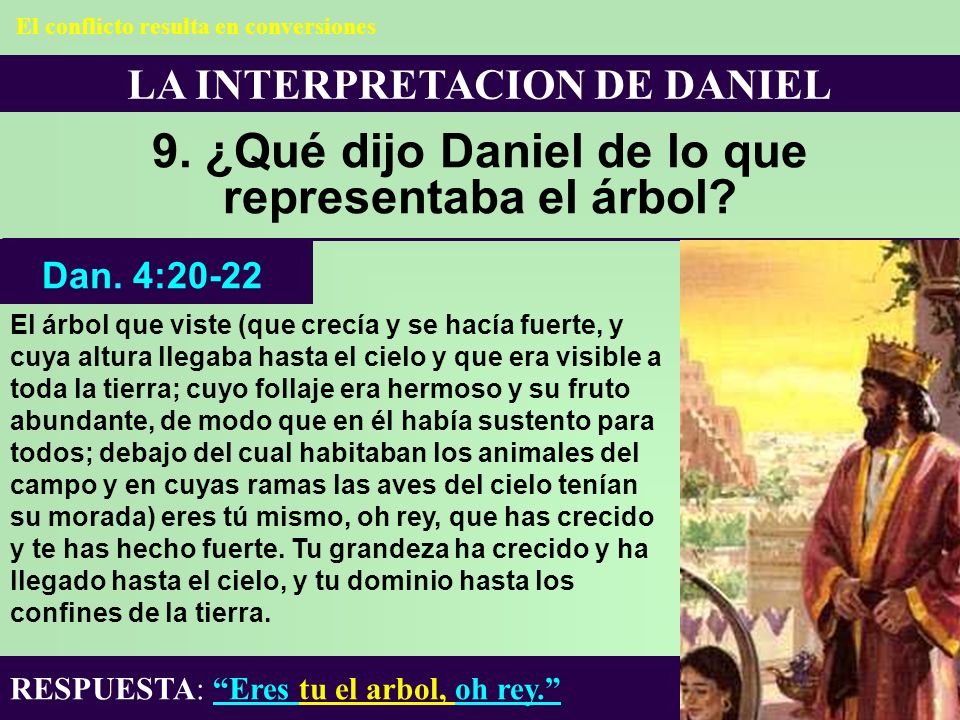9. ¿Qué dijo Daniel de lo que representaba el árbol