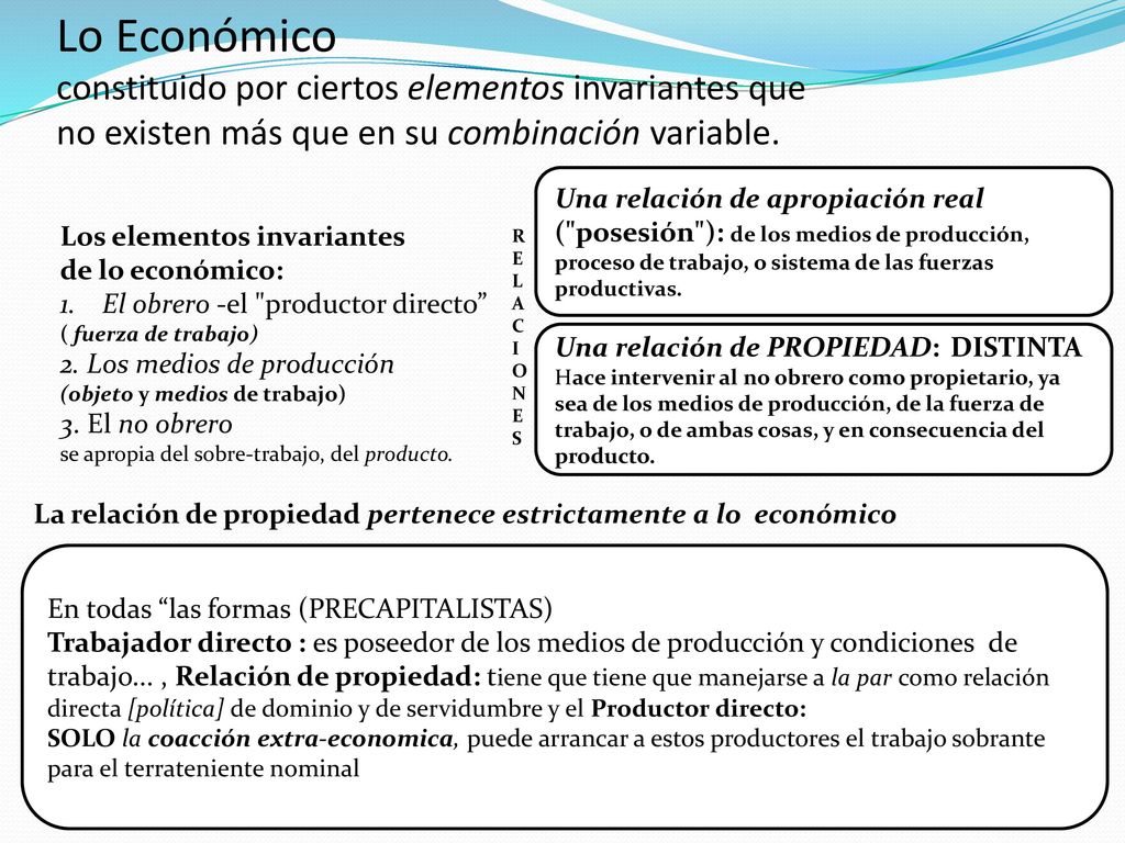 Lo Económico constituido por ciertos elementos invariantes que no existen más que en su combinación variable.
