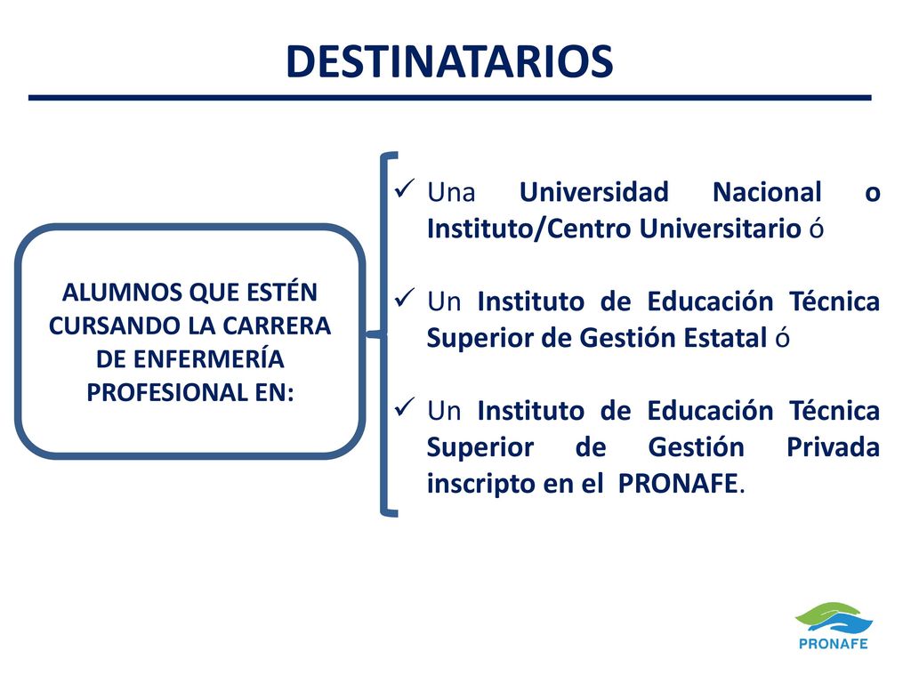 ALUMNOS QUE ESTÉN CURSANDO LA CARRERA DE ENFERMERÍA PROFESIONAL EN: