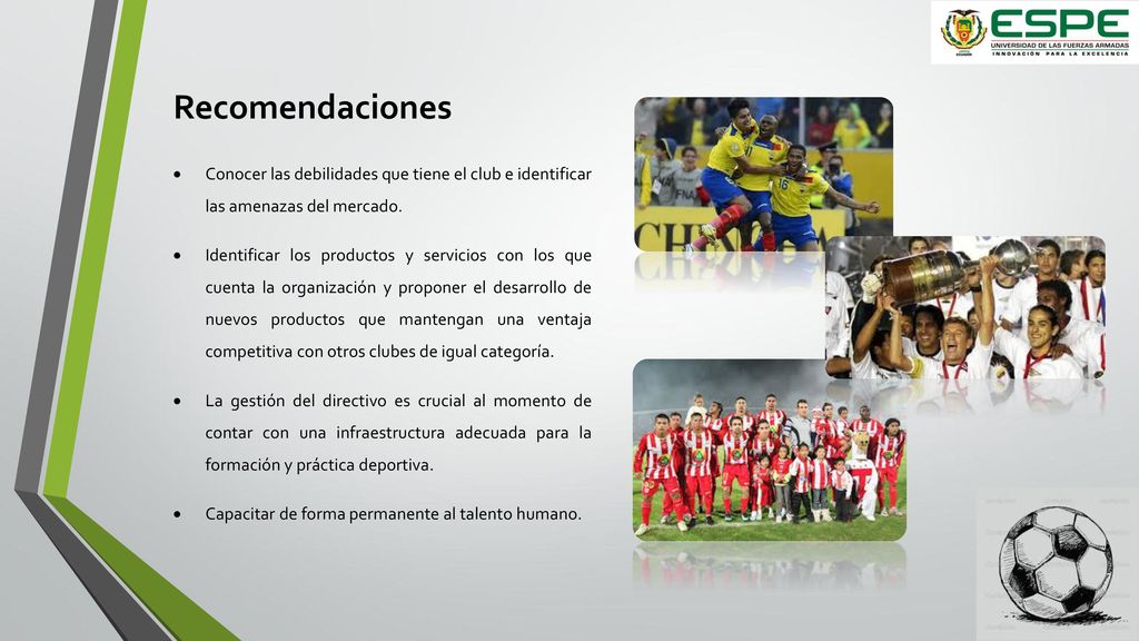 Recomendaciones Conocer las debilidades que tiene el club e identificar las amenazas del mercado.