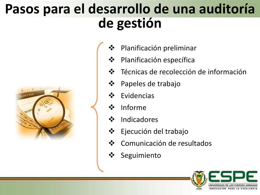 Pasos para el desarrollo de una auditoría de gestión