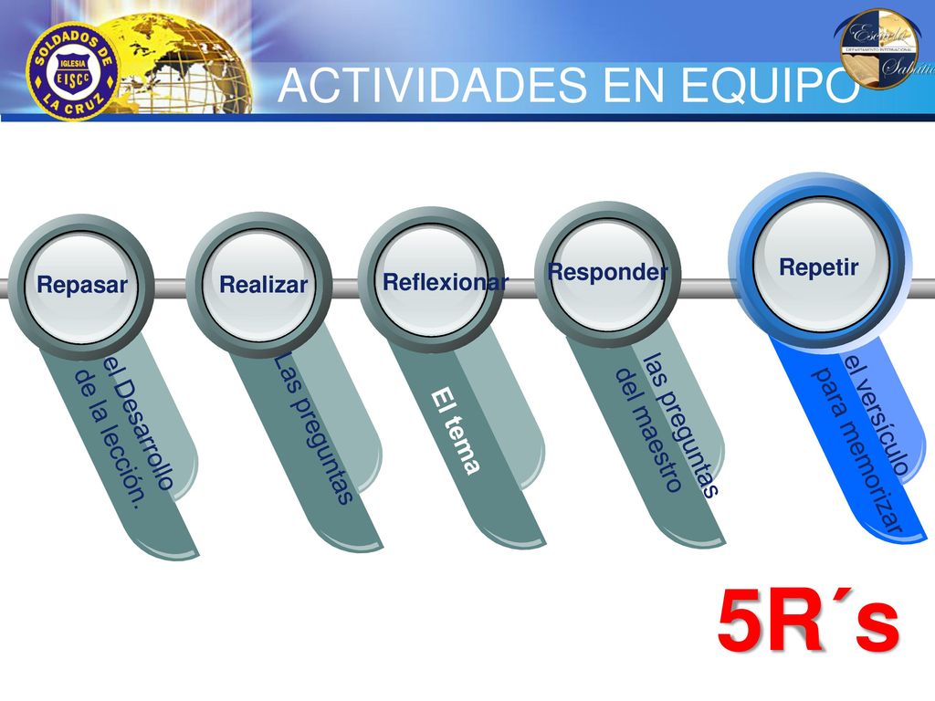 5R´s ACTIVIDADES EN EQUIPO el Desarrollo las preguntas de la lección.