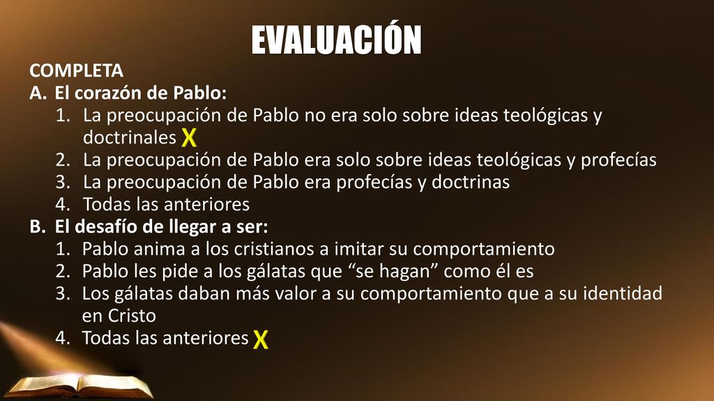 EVALUACIÓN X X COMPLETA A. El corazón de Pablo: