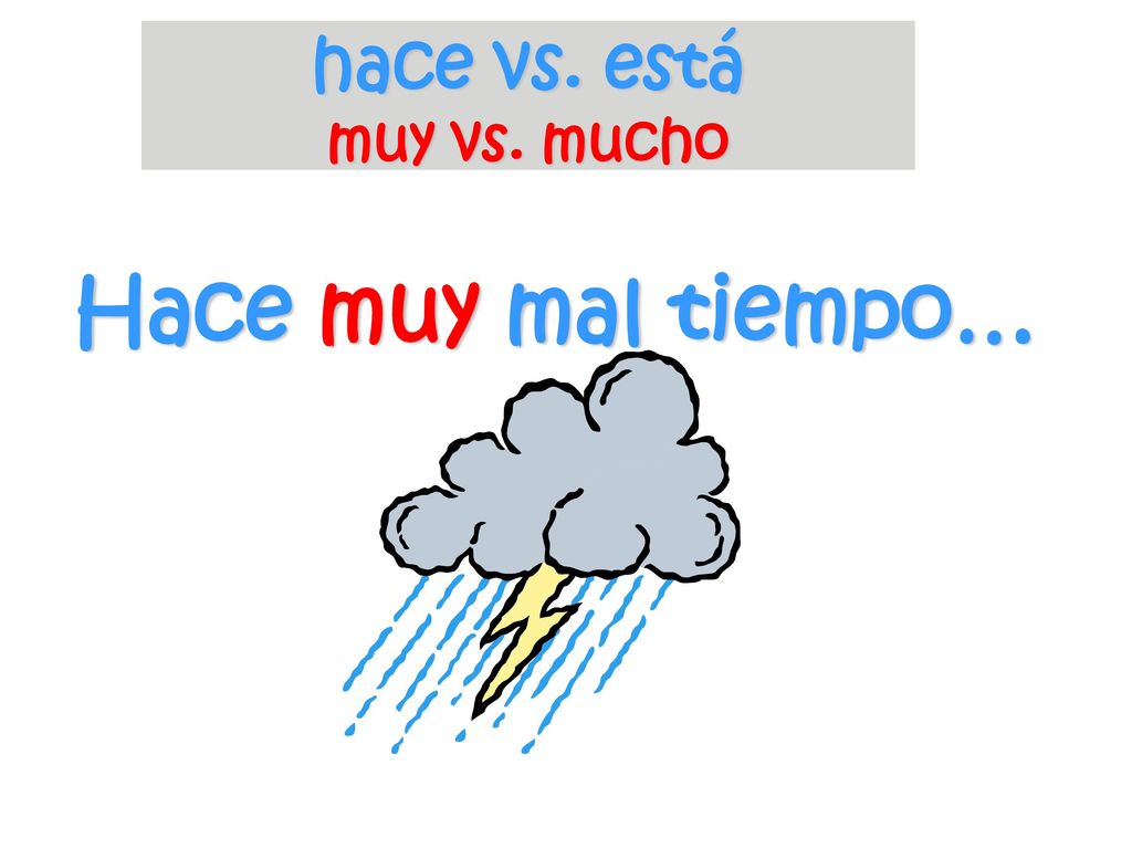hace vs. está muy vs. mucho Hace muy mal tiempo…