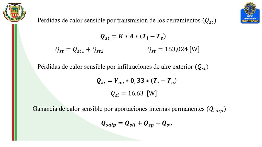 Pérdidas de calor sensible por transmisión de los cerramientos ( 𝑄 𝑠𝑡 )