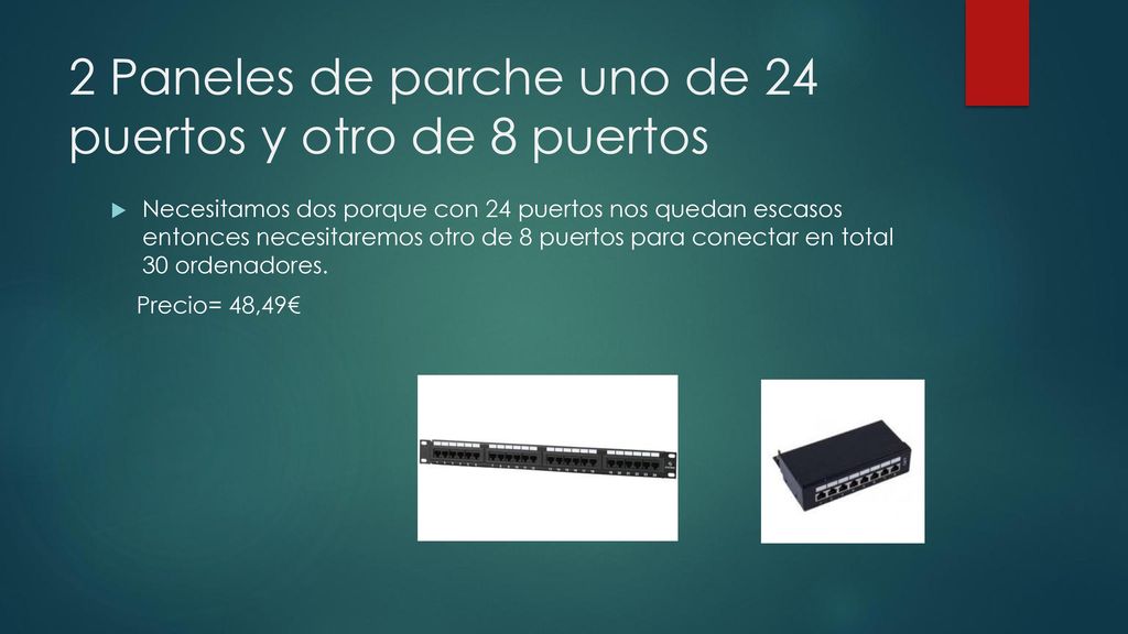 2 Paneles de parche uno de 24 puertos y otro de 8 puertos