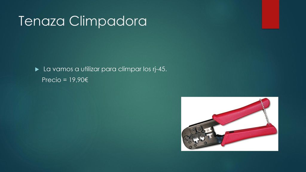 Tenaza Climpadora La vamos a utilizar para climpar los rj-45.