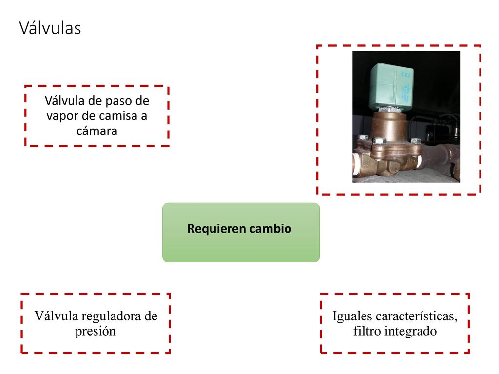 Válvulas Válvula de paso de vapor de camisa a cámara Requieren cambio