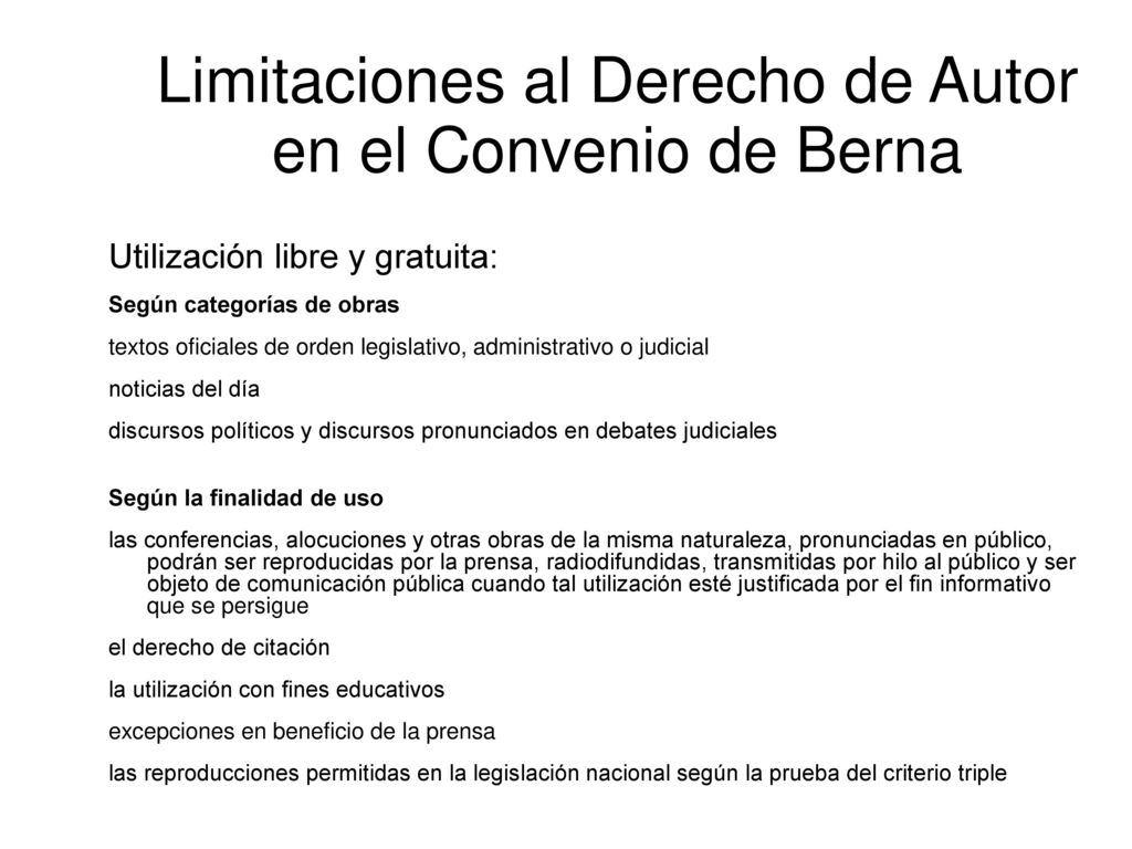 Limitaciones al Derecho de Autor en el Convenio de Berna