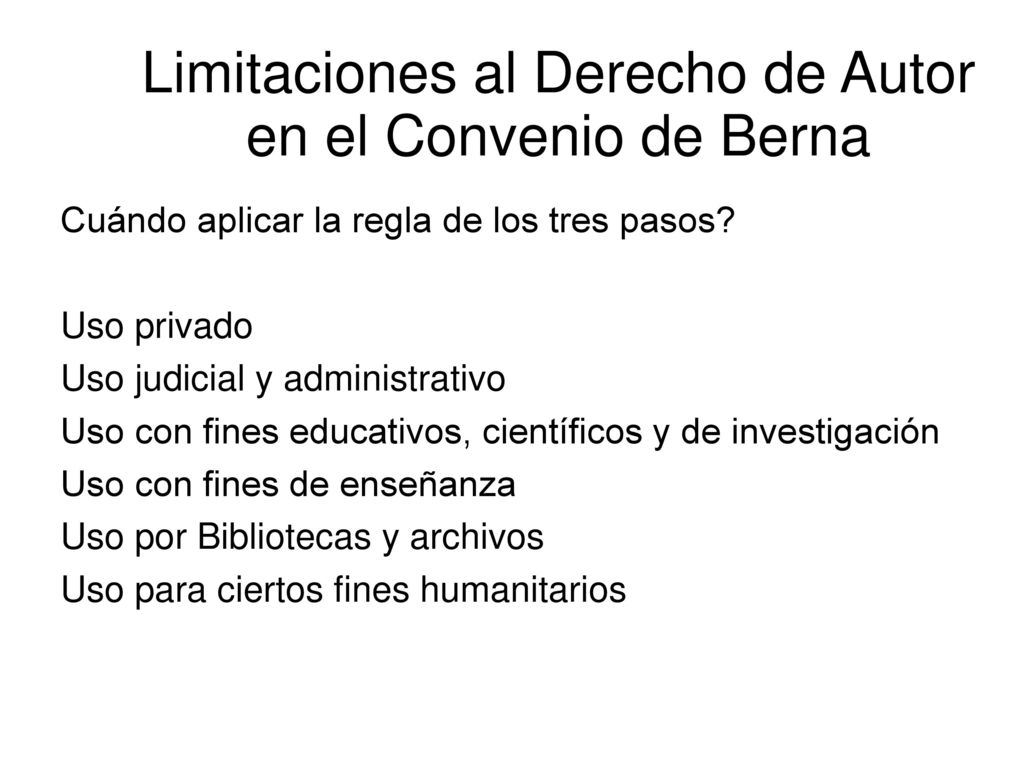 Limitaciones al Derecho de Autor en el Convenio de Berna