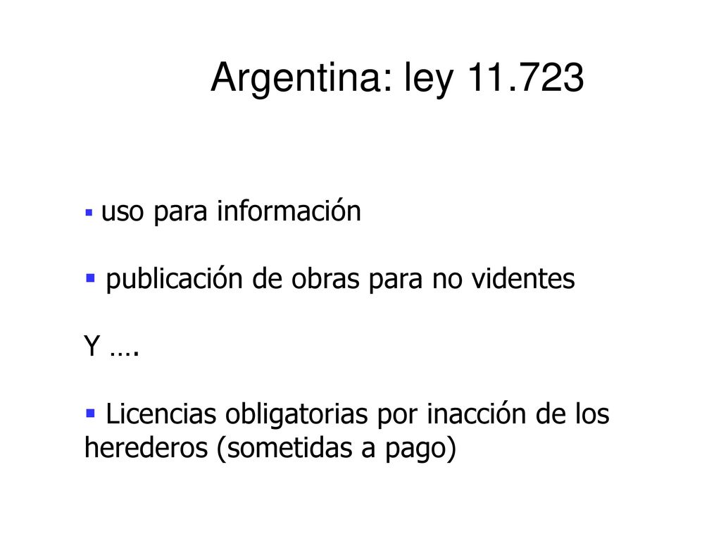 Argentina: ley publicación de obras para no videntes Y ….
