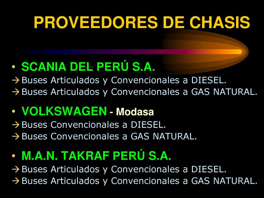 PROVEEDORES DE CHASIS SCANIA DEL PERÚ S.A. VOLKSWAGEN - Modasa