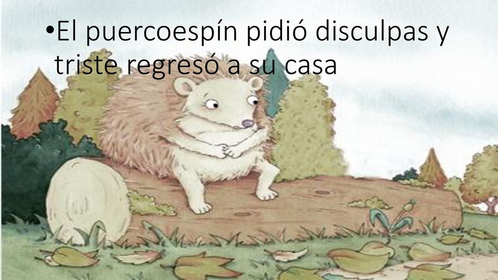 El puercoespín pidió disculpas y triste regresó a su casa