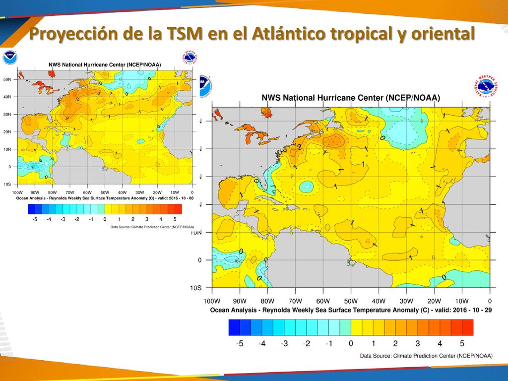 Proyección de la TSM en el Atlántico tropical y oriental