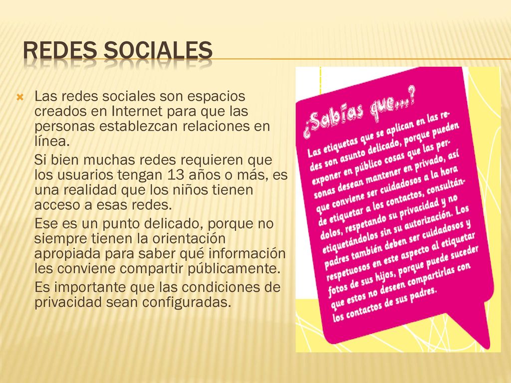 REDES SOCIALES Las redes sociales son espacios creados en Internet para que las personas establezcan relaciones en línea.