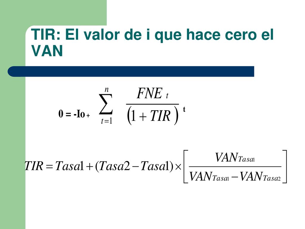 TIR: El valor de i que hace cero el VAN