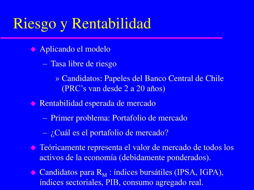 Riesgo y Rentabilidad Aplicando el modelo Tasa libre de riesgo
