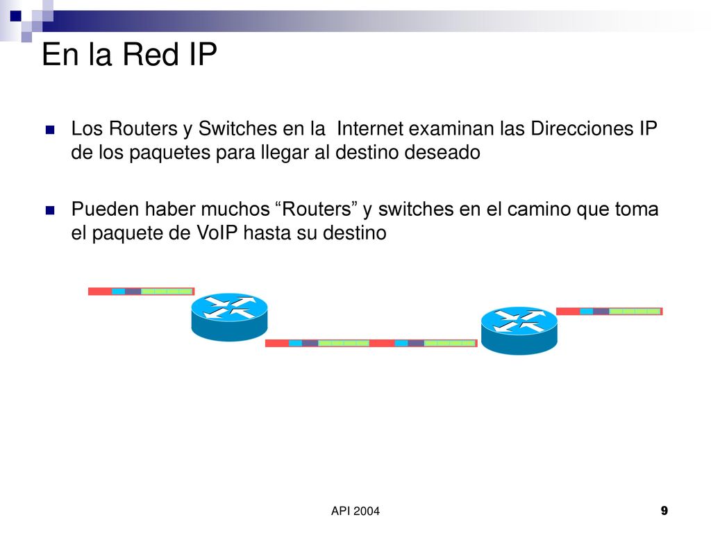 En la Red IP Los Routers y Switches en la Internet examinan las Direcciones IP de los paquetes para llegar al destino deseado.