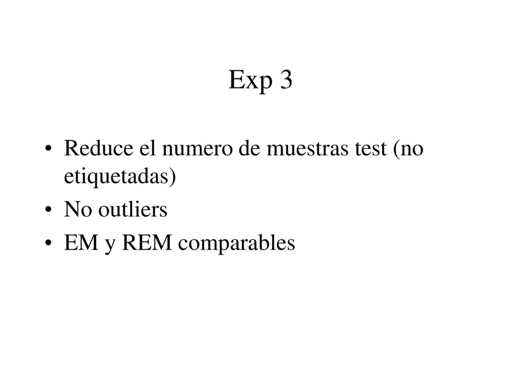 Exp 3 Reduce el numero de muestras test (no etiquetadas) No outliers