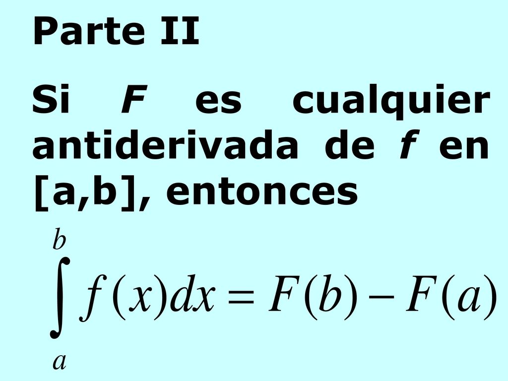 Parte II Si F es cualquier antiderivada de f en [a,b], entonces