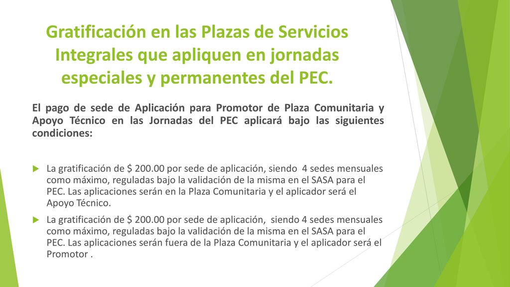 Gratificación en las Plazas de Servicios Integrales que apliquen en jornadas especiales y permanentes del PEC.