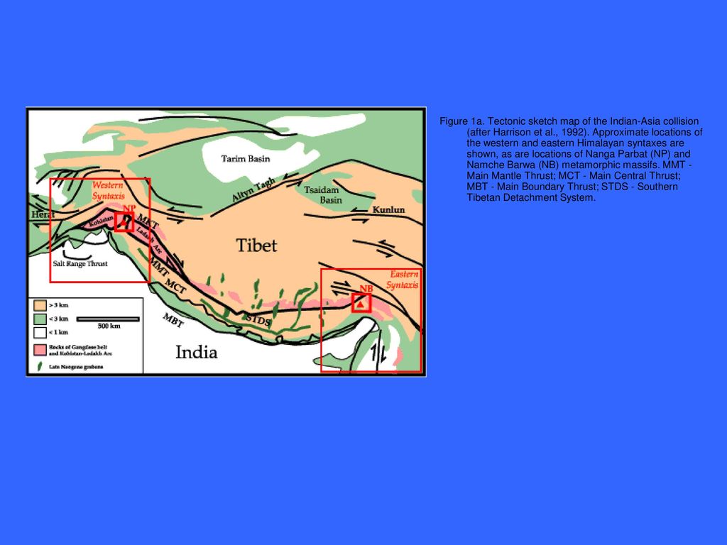 Figure 1a. Tectonic sketch map of the Indian-Asia collision (after Harrison et al., 1992).