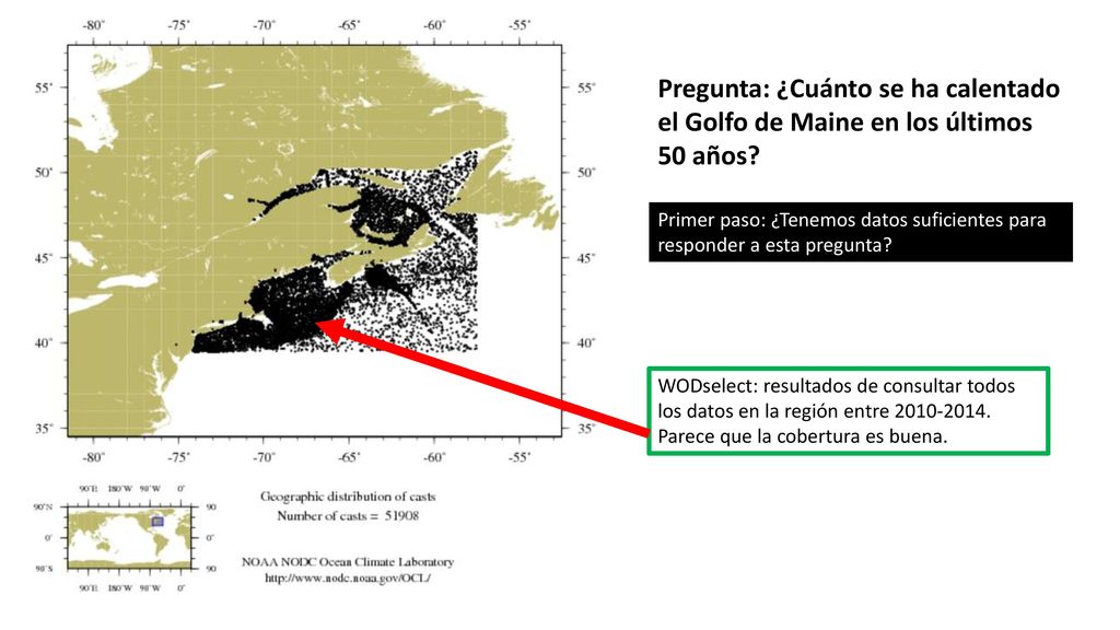 Pregunta: ¿Cuánto se ha calentado el Golfo de Maine en los últimos 50 años