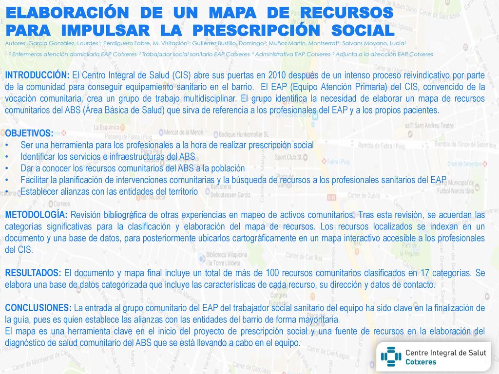 Elaboración de un mapa de recursos para impulsar la prescripción social