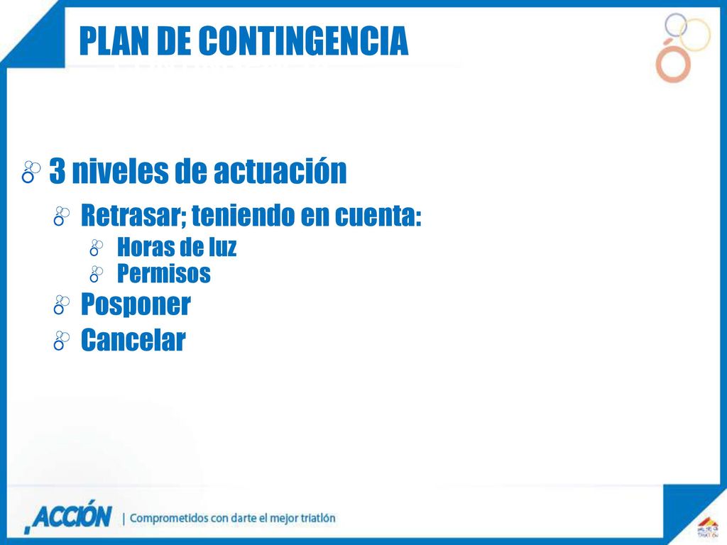 Plan de contingencia 3 niveles de actuación PLAN DE CONTINGENCIA