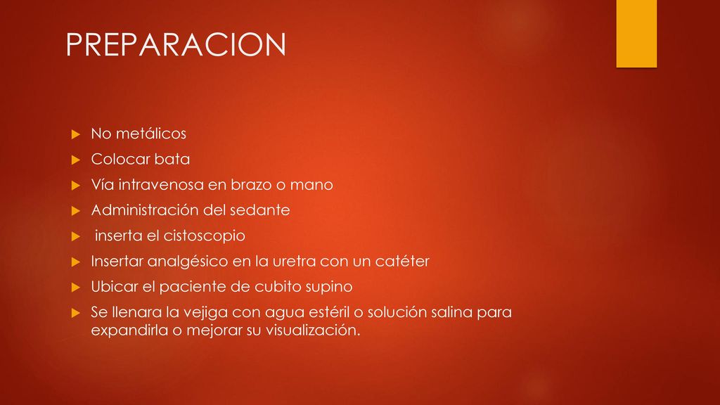 PREPARACION No metálicos Colocar bata Vía intravenosa en brazo o mano