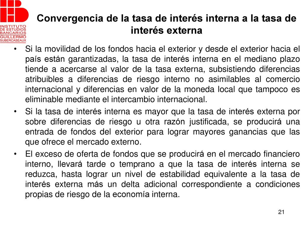 Convergencia de la tasa de interés interna a la tasa de interés externa
