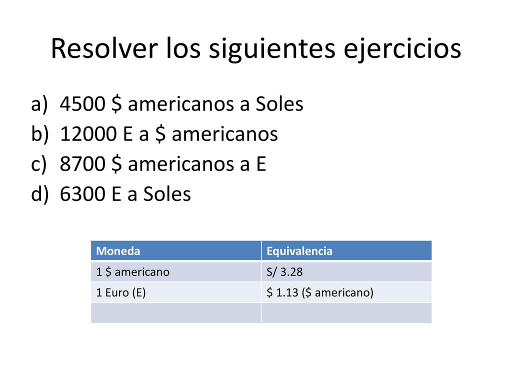 Resolver los siguientes ejercicios