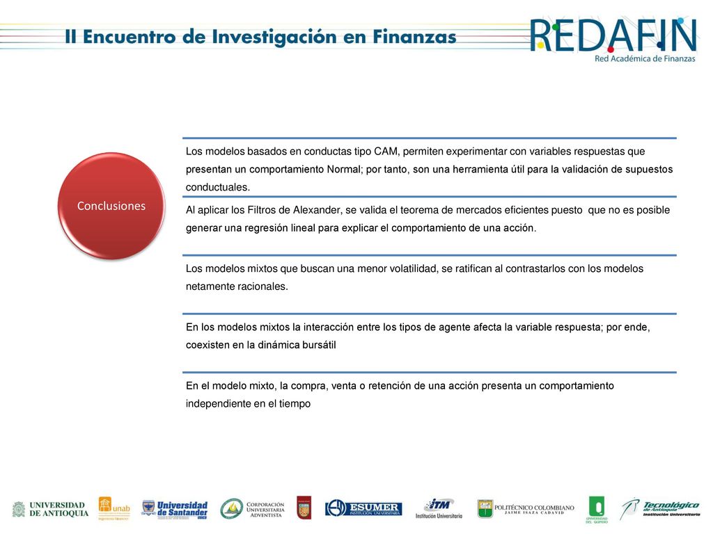 Los modelos basados en conductas tipo CAM, permiten experimentar con variables respuestas que presentan un comportamiento Normal; por tanto, son una herramienta útil para la validación de supuestos conductuales.