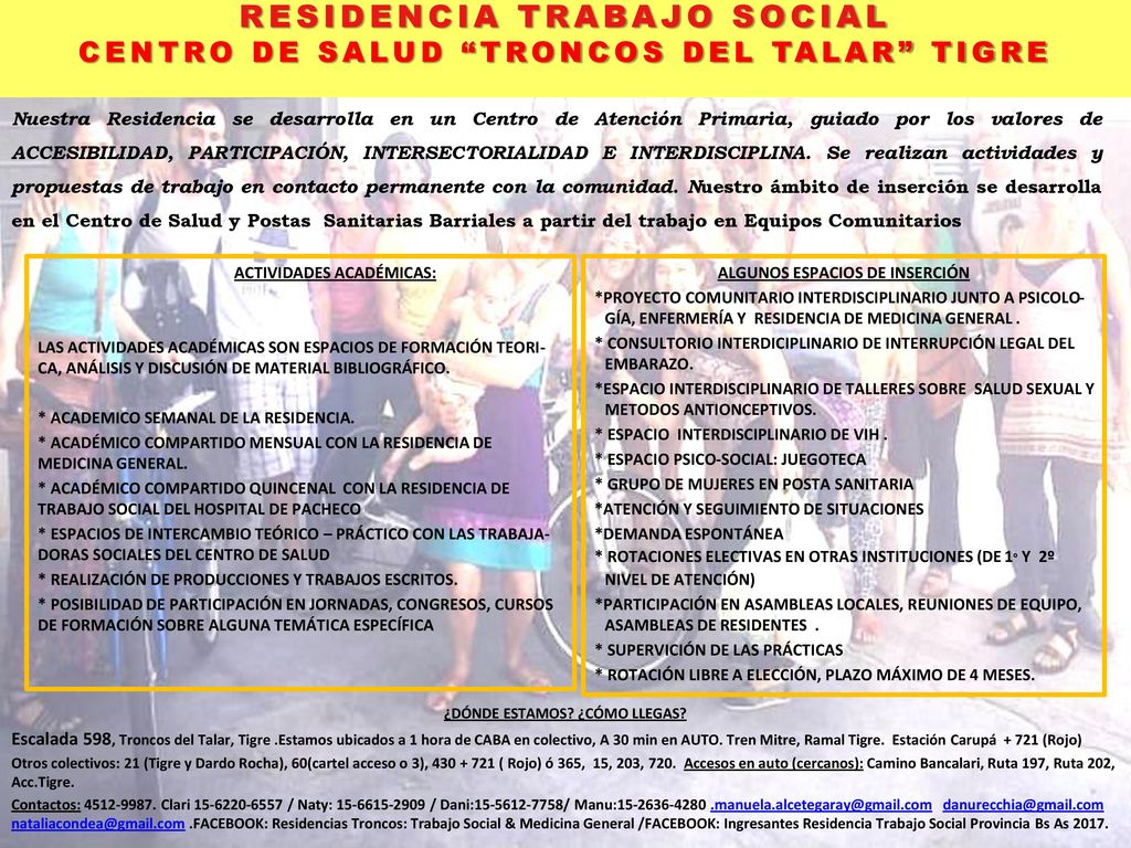 RESIDENCIA TRABAJO SOCIAL CENTRO DE SALUD TRONCOS DEL TALAR TIGRE