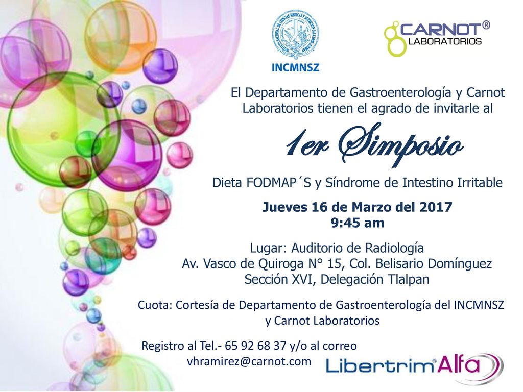 El Departamento de Gastroenterología y Carnot Laboratorios tienen el agrado de invitarle al