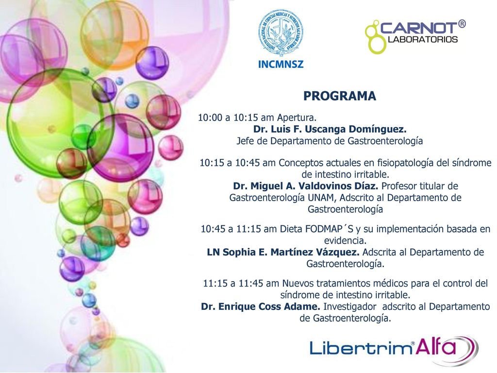 PROGRAMA 10:00 a 10:15 am Apertura. Dr. Luis F. Uscanga Domínguez.