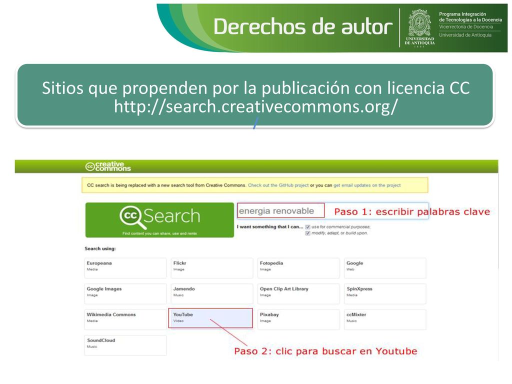 Sitios que propenden por la publicación con licencia CC