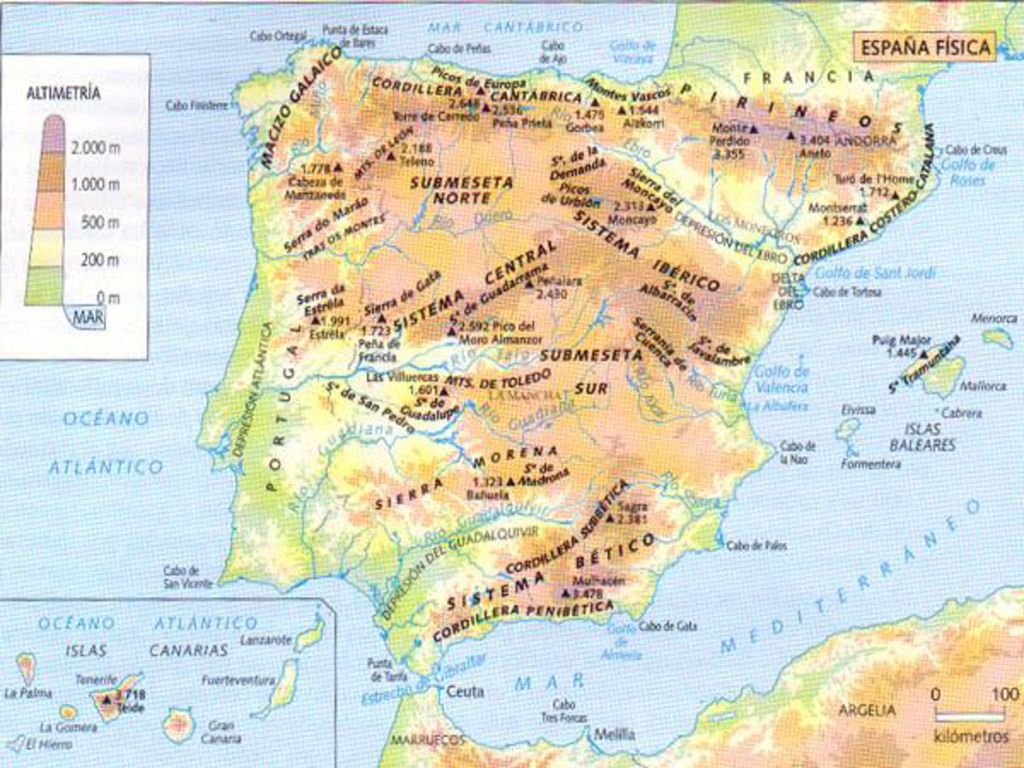 Sistema Central 2.EL RELIEVE Y LAS AGUAS CONTINENTALES. La Meseta. Montes de Toledo. Macizo Galaico-Leonés.