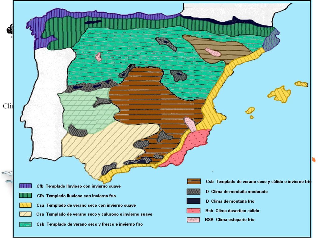 Oceánico De costa Mediterráneo De interior Climas de España Subtropical Alta montaña