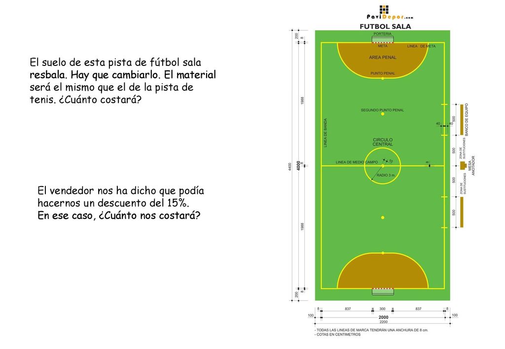El suelo de esta pista de fútbol sala resbala. Hay que cambiarlo