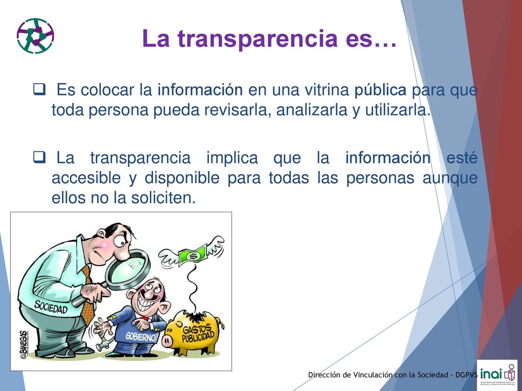 La transparencia es… Es colocar la información en una vitrina pública para que toda persona pueda revisarla, analizarla y utilizarla.