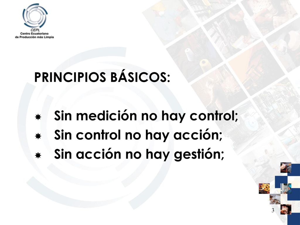 PRINCIPIOS BÁSICOS: Sin medición no hay control; Sin control no hay acción; Sin acción no hay gestión;